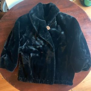 Women London Fog Faux Fur Black Winter Coat
